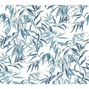 Willow Grove Sky Blue Matte Pre-pasted Paper Wallpaper 60.75 sq. ft
