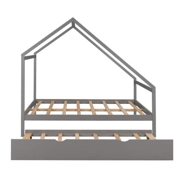 HomeRoots Gray Wood Frame Twin Panel Bed