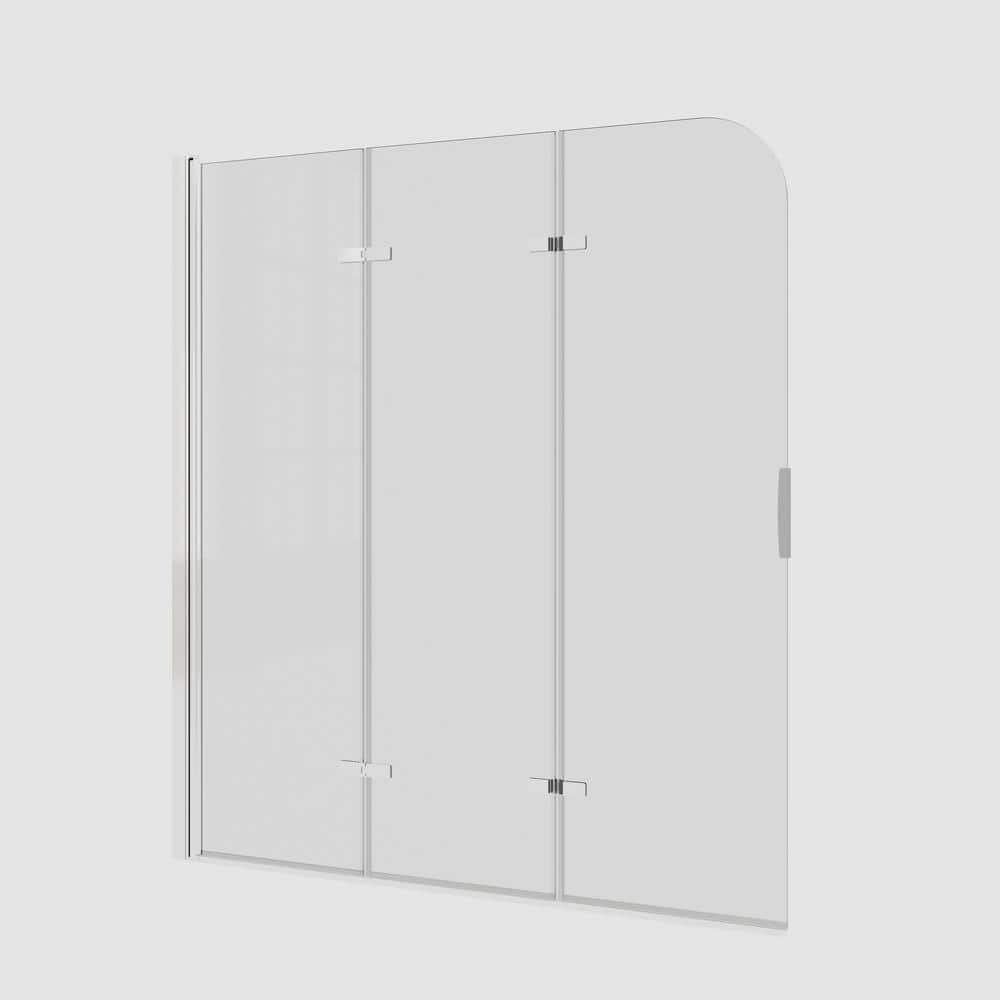 51'' W x 59'' H Frameless Clear Tempered Glass Tub Door