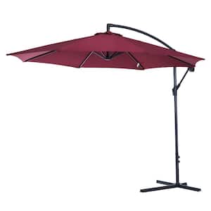 10 ft. Cantilever Hanging Tilt Offset Patio Umbrella with UV and Water Fighting Material and a Sturdy Stand in Red