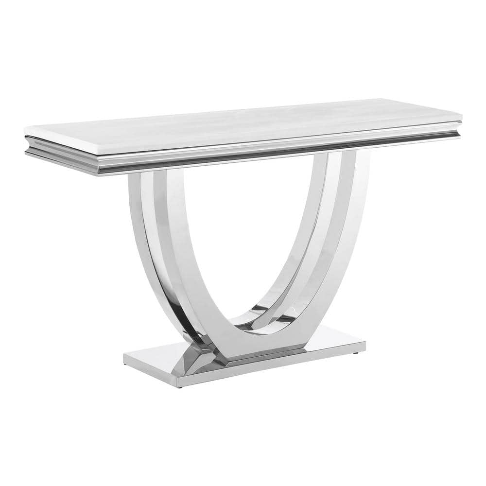 Chrome and online white console table