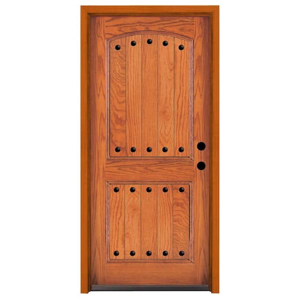 Steves & Sons 36 in. x 80 in. Rustic 2-Panel Stained Oak Wood Prehung Front Door