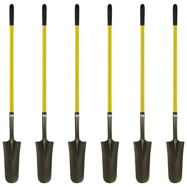 Nupla 48 in. Fiberglass Handle Industrial Grade 14-Gauge Hollow Back Drain Steel Spade Shovel with Forward-Turned Step(6-Pack)