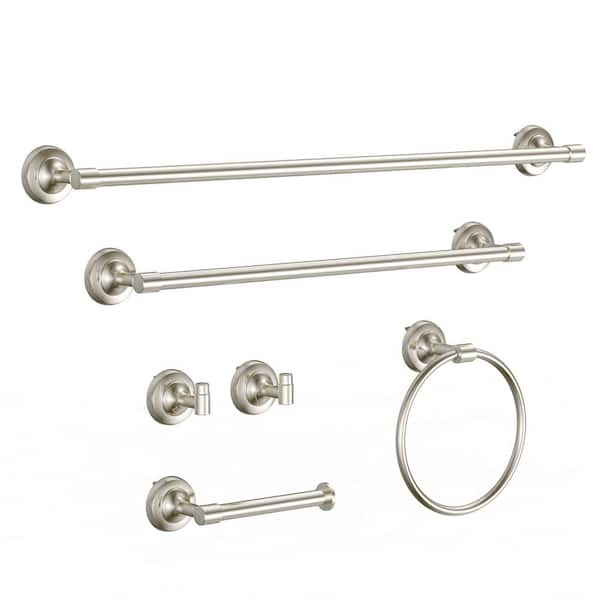 Bathroom Hardware Set, 7 Pieces Bathroom Accessories Set Includes 24 Towel  Bar, Toilet Paper Holder, Towel Ring, Robe Hook, Brushed Nickel & Stainless  Steel, Wall Mounted Bathroom Towel Rack Set 