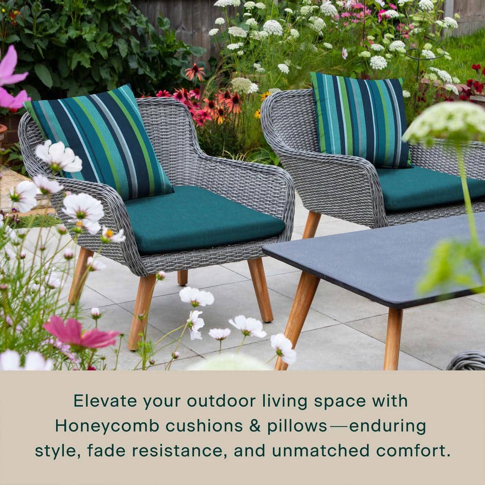 Teal Polyester Outdoor Dining Seat Cushions (Set of 2)