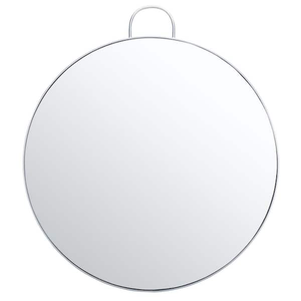 SAFAVIEH Carlisi 36 in. W x 36 in. H Iron Round Modern Silver Wall Mirror