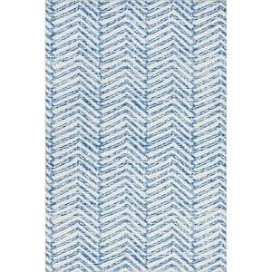 Rosanne Blue 9 ft. 6 in. x 13 ft. 6 in. Machine Washable Geometric Area Rug