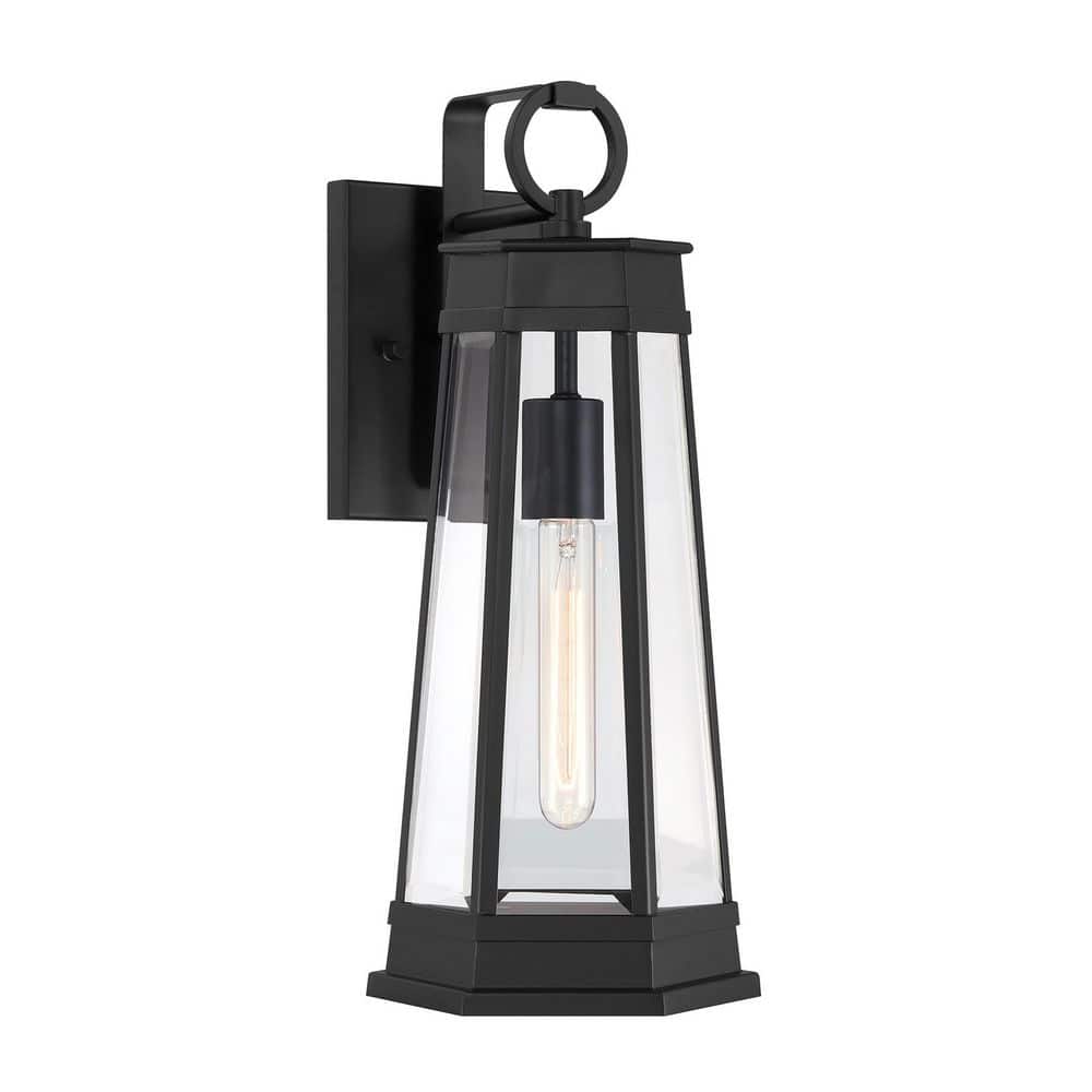 Payne 18.5 in. 1-Light Matte Black Transitional Outdoor Hardwired Wall Lantern Sconce with Clear Glass No Bulb Included price history on PriceWatchPro