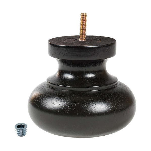 American Pro Decor 4 in. x 4-7/8 in. Stained Espresso Solid Hardwood Round Bun Foot