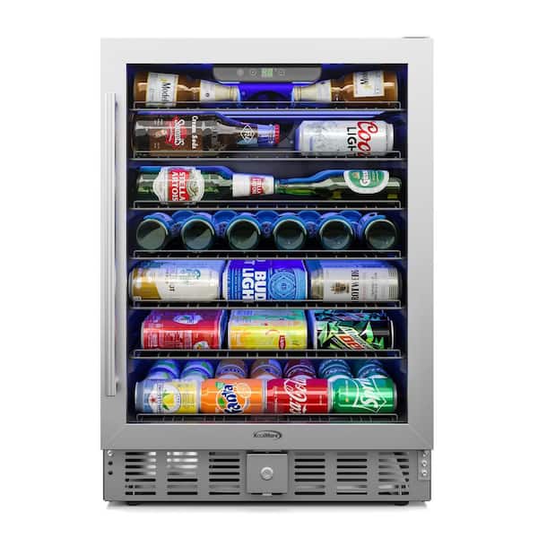 Koolmore 5 cu. ft. Mini-Fridge with Glass-Door fits 65 12 oz. Bottle or Can Cooler in Stainless Steel