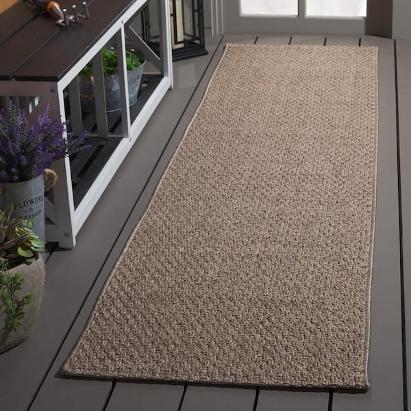 Sisal All-Weather Brown 2 ft. x 8 ft. Solid Woven Indoor/Outdoor Runner Rug
