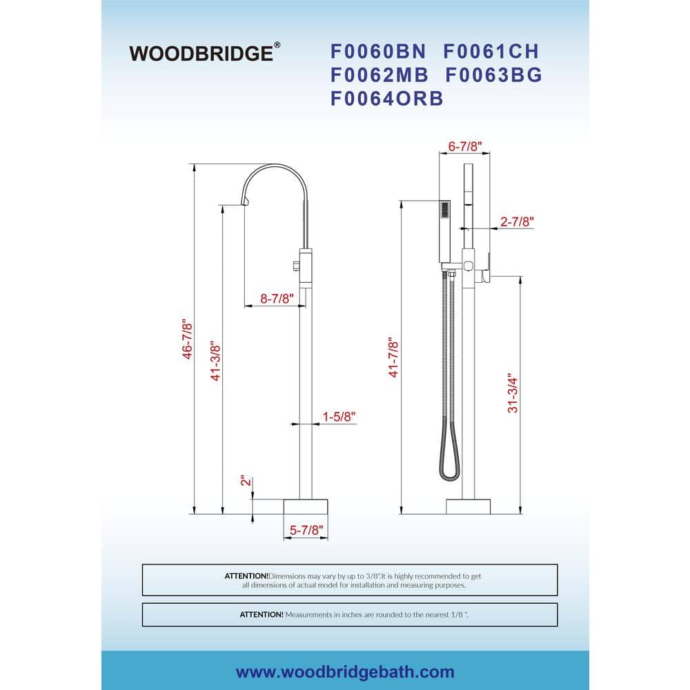 Brushed Nickel Freestanding High Arc Tub Faucet with Hand Shower