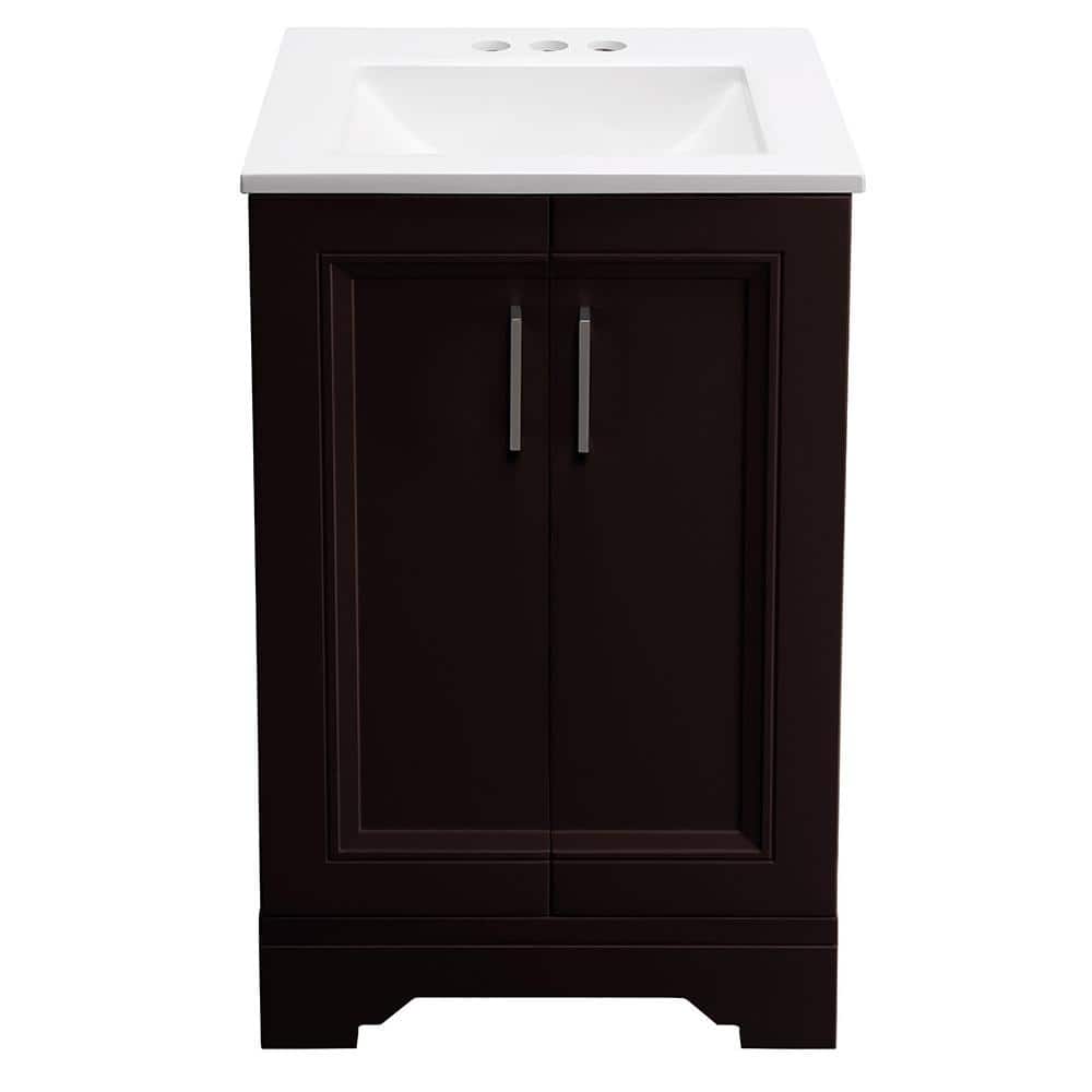 Glacier Bay Willowridge 18 1 2 In W Bath Vanity In Carob With Cultured Marble Vanity Top In White With White Sink Ppavlcab18 The Home Depot