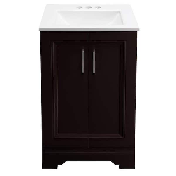 Glacier Bay Willowridge 18 1 2 In W Bath Vanity In Carob With Cultured Marble Vanity Top In White With White Sink Ppavlcab18 The Home Depot