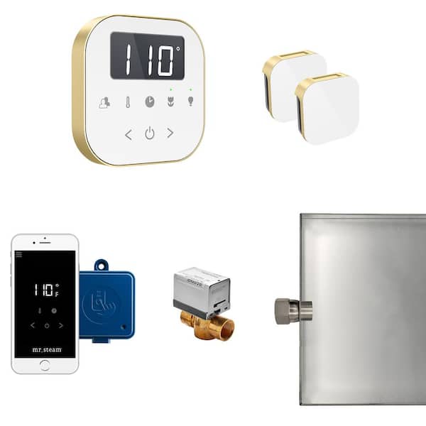 Mr. Steam AirButler Max Package White in Satin Brass