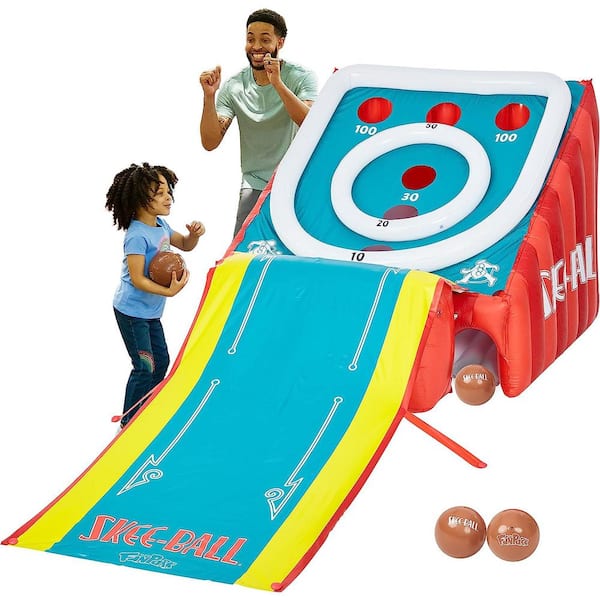 FLYBAR Skee-Ball Game for Kids and Adults, Giant Inflatable Game, Includes 4 Balls and Pump, Outdoor Games for Whole Family