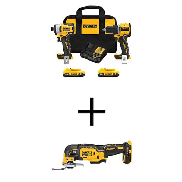ATOMIC 20-Volt MAX Lithium-Ion Cordless Combo Kit (2-Tool) and Oscillating Tool with (2) 2Ah Batteries, Charger and Bag