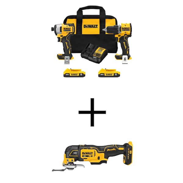 DEWALT ATOMIC 20-Volt MAX Lithium-Ion Cordless Combo Kit (2-Tool) and Oscillating Tool with (2) 2Ah Batteries, Charger and Bag