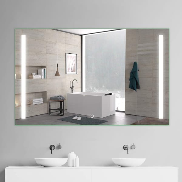 UKISHIRO Depp 48 in. W x 30 in. H Rectangular Frameless Anti-Fog Wall Mount Bathroom Vanity Mirror with LED Light