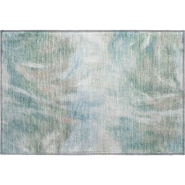 Mayfield Premium Machine Washable Abstract AMF2096 Sky 2 ft. x 3 ft. Accent Rug