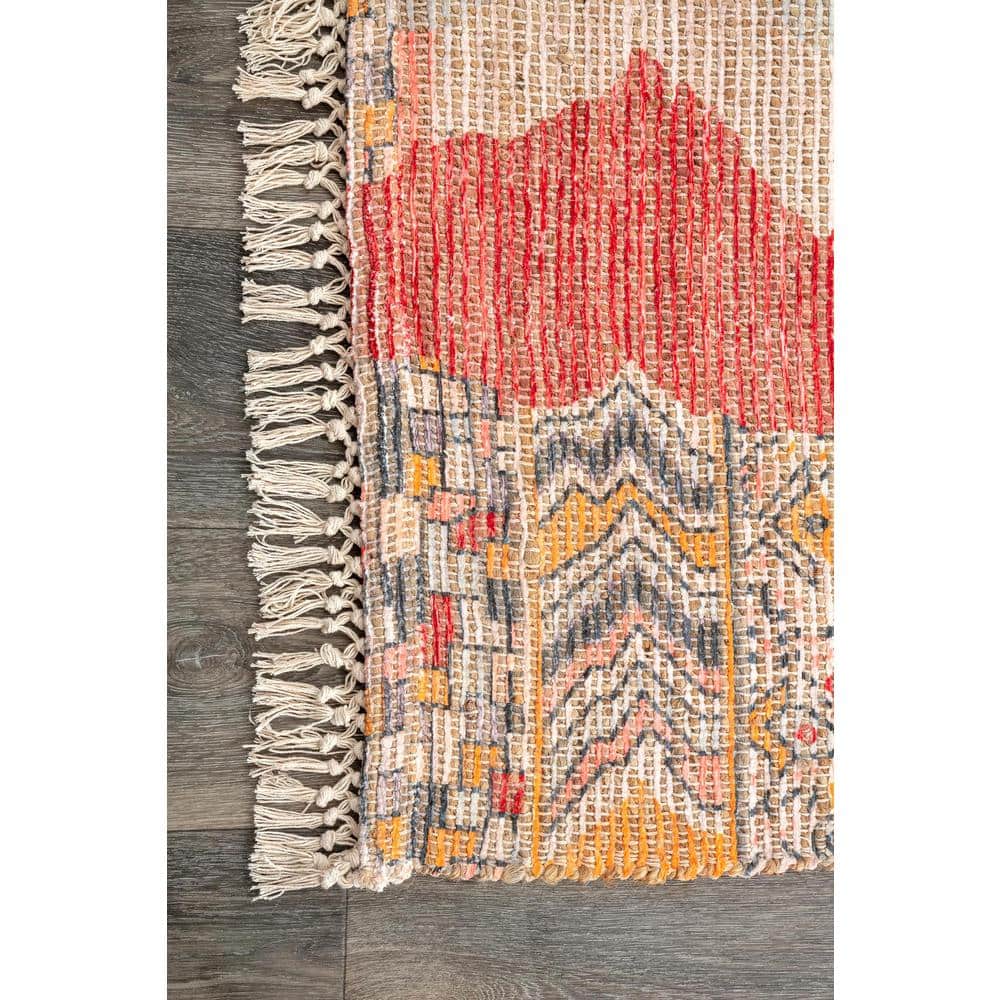 Handmade Multicolor Oriental Round Area Rug, 6' Cotton Blend