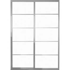 72 in. x 81 in. Silhouette 5-Lite Satin Clear Aluminum Frame Mystique Glass Interior Sliding Closet Door