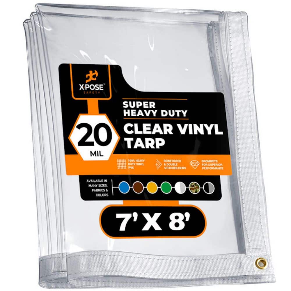 XPOSE SAFETY 7 ft. W x 8 ft. L Clear Vinyl Tarp Heavy Duty