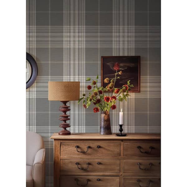 Westley Grey Plaid Wallpaper Sample