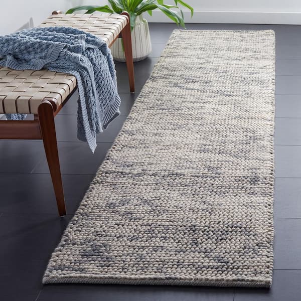 Natura 2 ft. x 9 ft. Gray/Beige Textured Marle Runner Rug