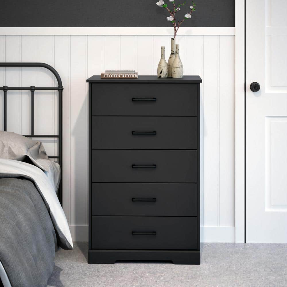 Black Farmhouse Vertical 5-Drawer Dresser