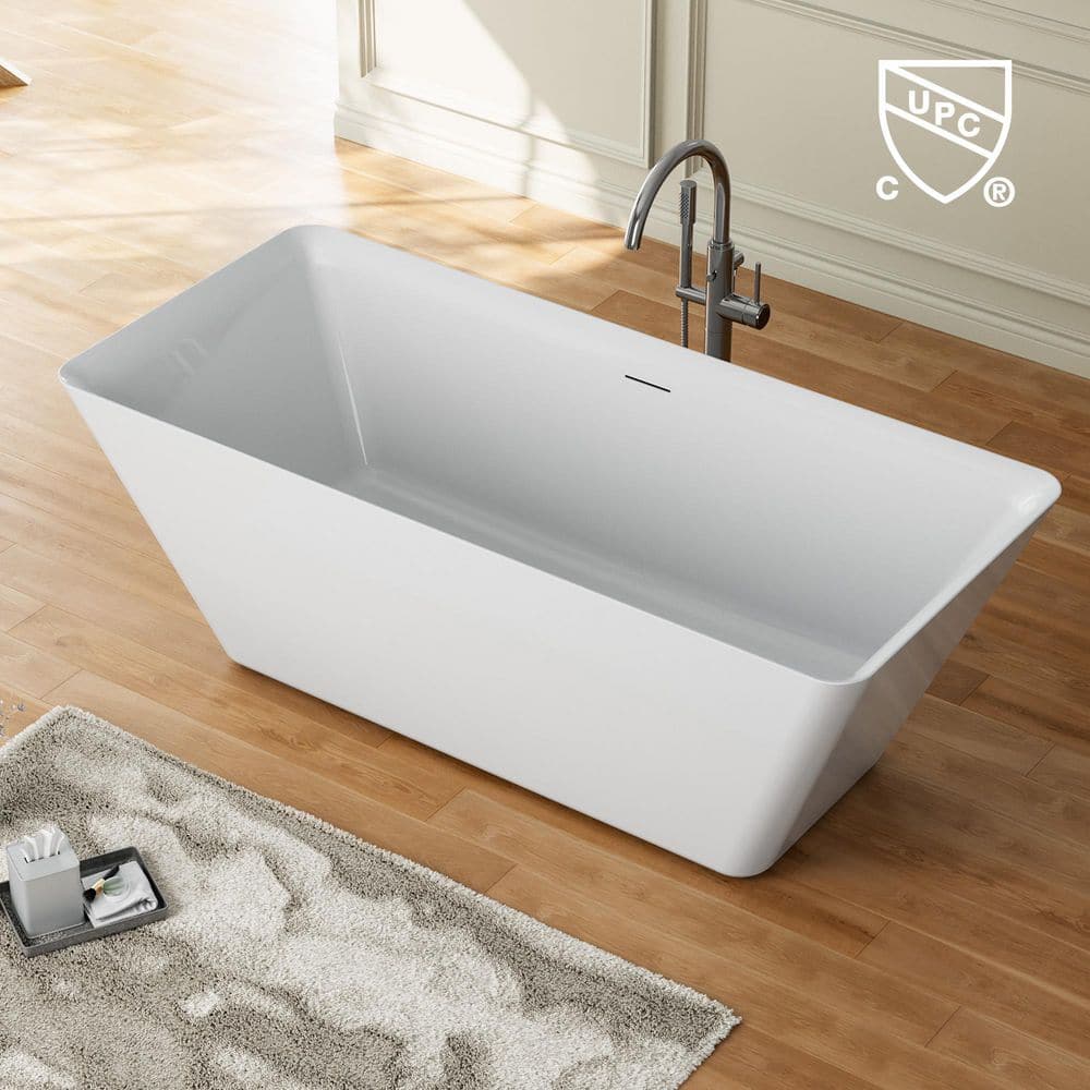 66 in. x 30 in. Soaking Bathtub with Center Drain in Glossy White price history on PriceWatchPro