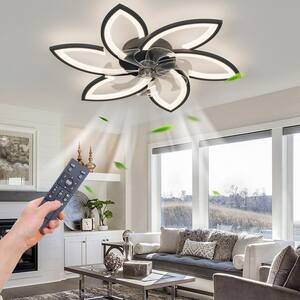 31 in. Remote LED Ceiling Fan Flower Shape Bedroom Living Room Ceiling Lamp with Dimmable Light, 6 Gear Wind Speed Fan