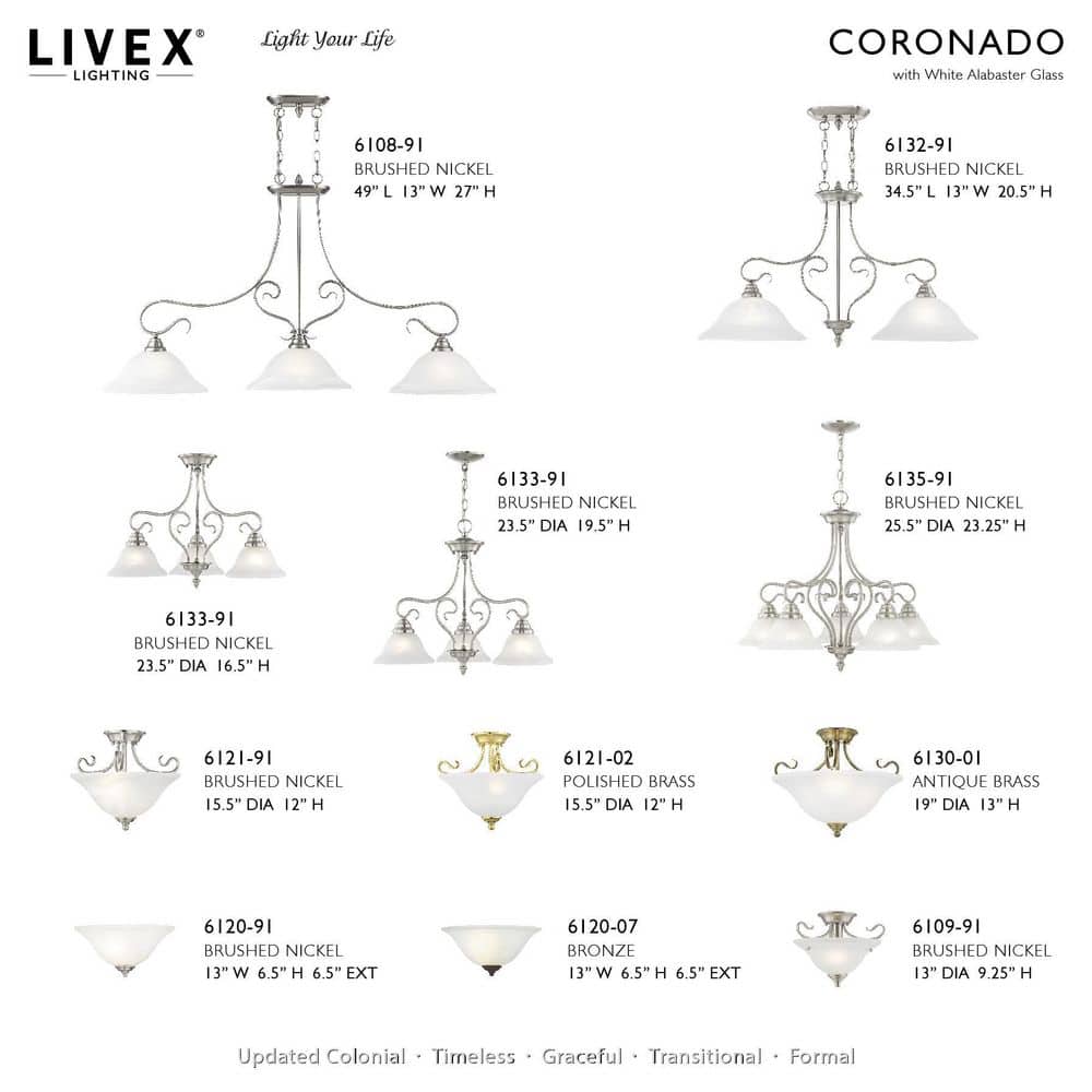 Elegant Coronado 5-Light Chandelier in Brushed Nickel with Alabaster Glass
