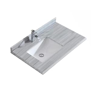 Odyssey 36 in. W x 22 in. D Marble Vanity Top in White Stripes with White Rectangular Single Sink