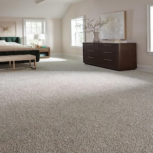 Radiant Retreat III Urban Gray 73 oz. Polyester Textured Installed Carpet