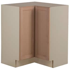 Easthaven Shaker Assembled 27.7 in. x 34.5 in. x 27.7 in. Frameless Lazy Susan Corner Base Cabinet in Unfinished Beech