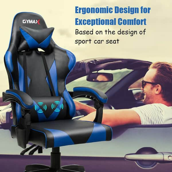 Gymax Green Plastic Massage Gaming Chair Racing Recliner Computer Desk Chair  with Footrest GYM06991 - The Home Depot