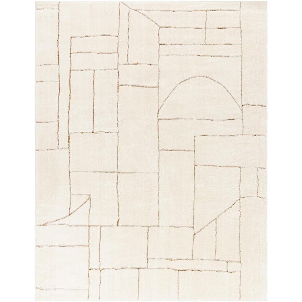 Livabliss Freud Burnt Orange/Cream 7 ft. x 9 ft. Geometric Indoor Area Rug