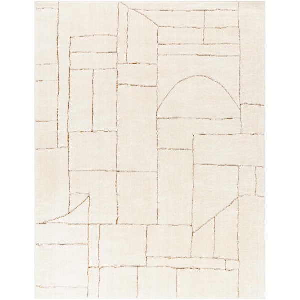 Livabliss Freud Burnt Orange/Cream 9 ft. x 12 ft. Geometric Indoor Area Rug
