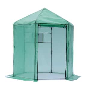 82.68 in. W x 82.68 in. D x 90.55 in. H Green Hexagonal Reinforced Heavy-Duty Plastic Greenhouse Waterproof