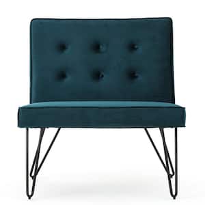 Darrow Modern Button Back Teal New Velvet Armless Chair