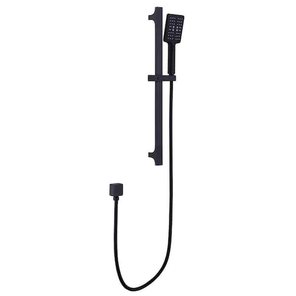Inner Decor Abh 3-Spray Square Hand Shower with Slide Bar Kit in Matte Black