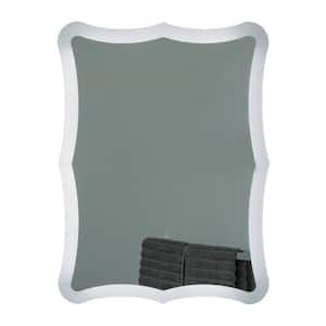 24 in. x 32 in. Single Coquette Arched Rectangular LED Backlit Touch On/Off Frameless Bathroom Mirror with Etched Border