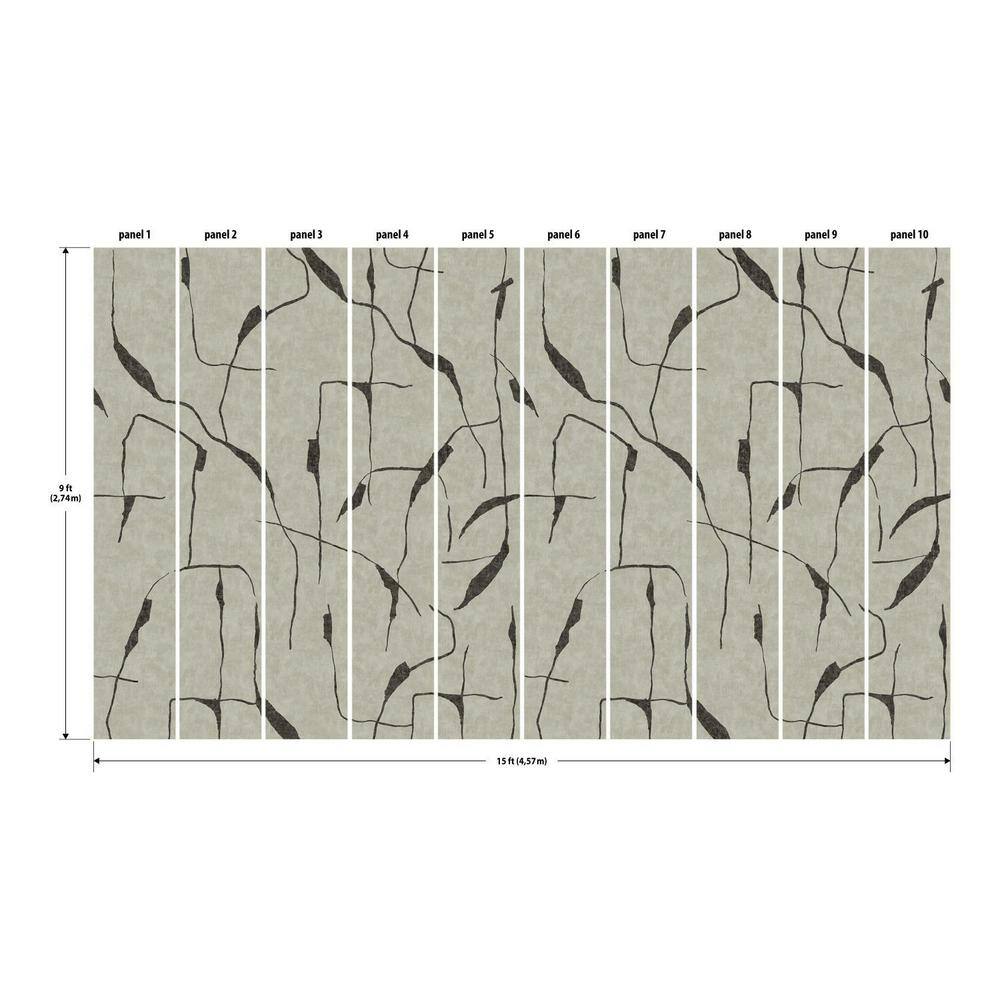 Taupe and Black Abstract Peel and Stick Wallpaper Panels
