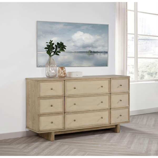 Kailani Beige Oak 9-Drawer 66 in. Dresser