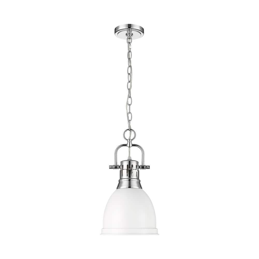 Duncan 100-Watt 1-Light Chrome Pendant Light with White Shade and No Bulbs Included price history on PriceWatchPro