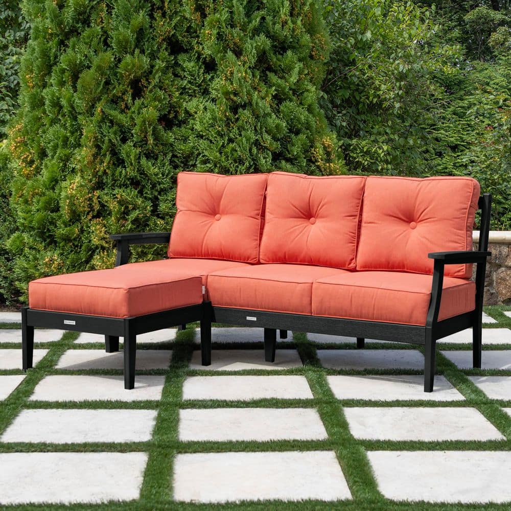 Highwood Lehigh 2Pc Black Recycled Plastic Outdoor Deep Seating