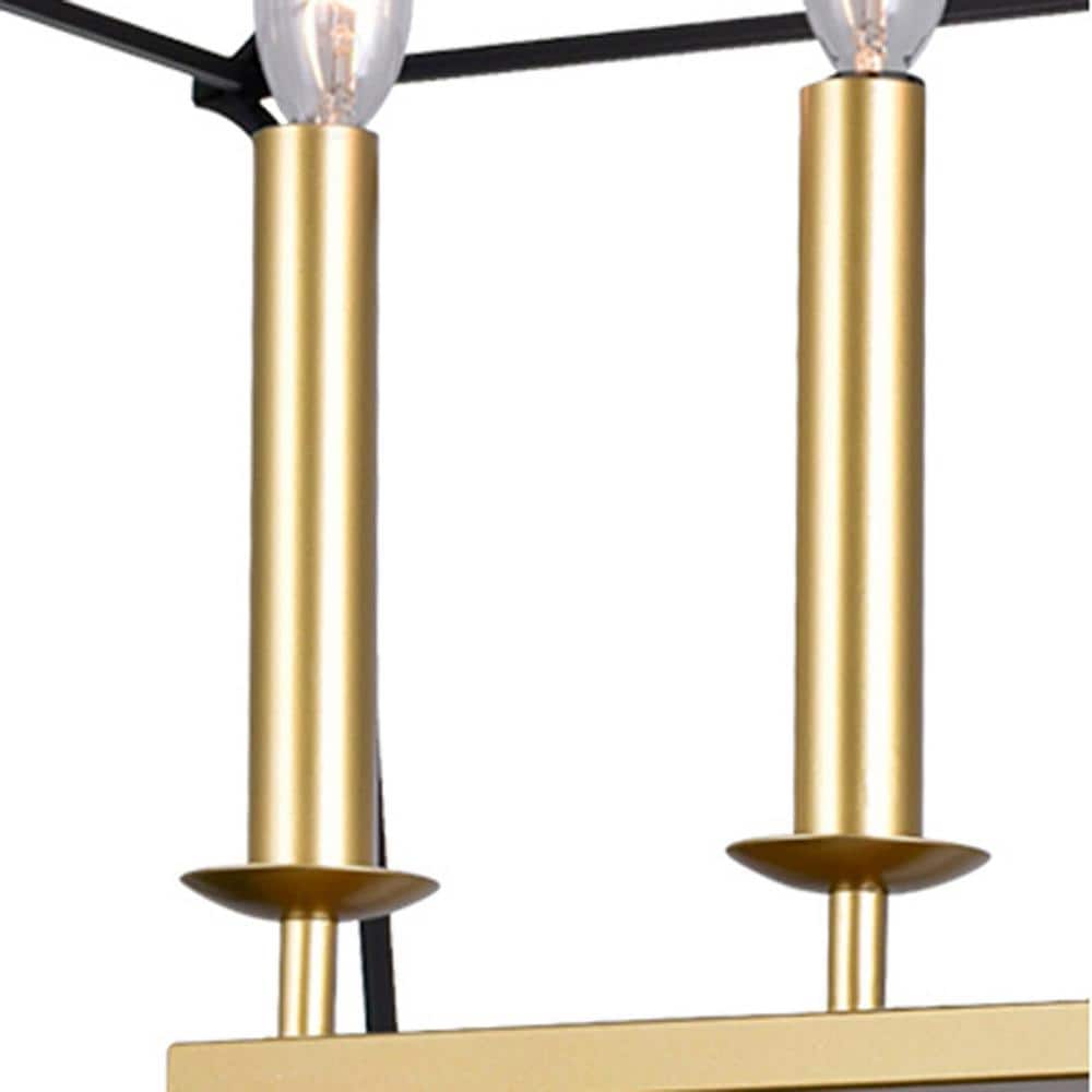 Black and Gold 6-Light Island Chandelier with Adjustable Chain