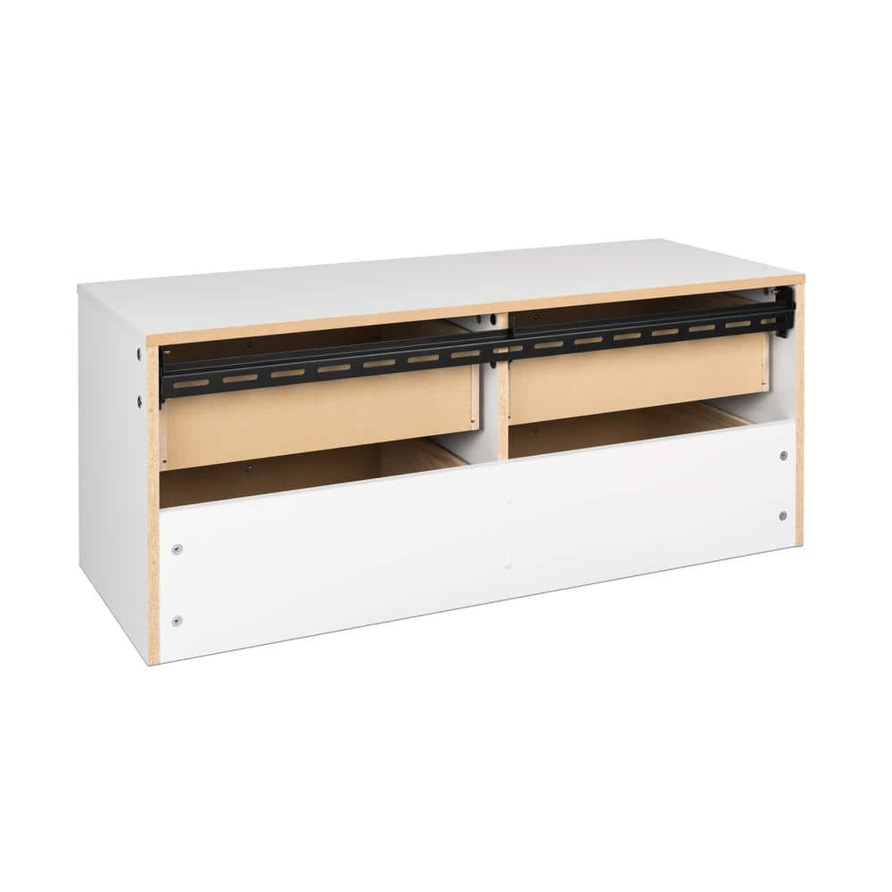 Serenity White Floating Dresser with Brushed Brass Knobs