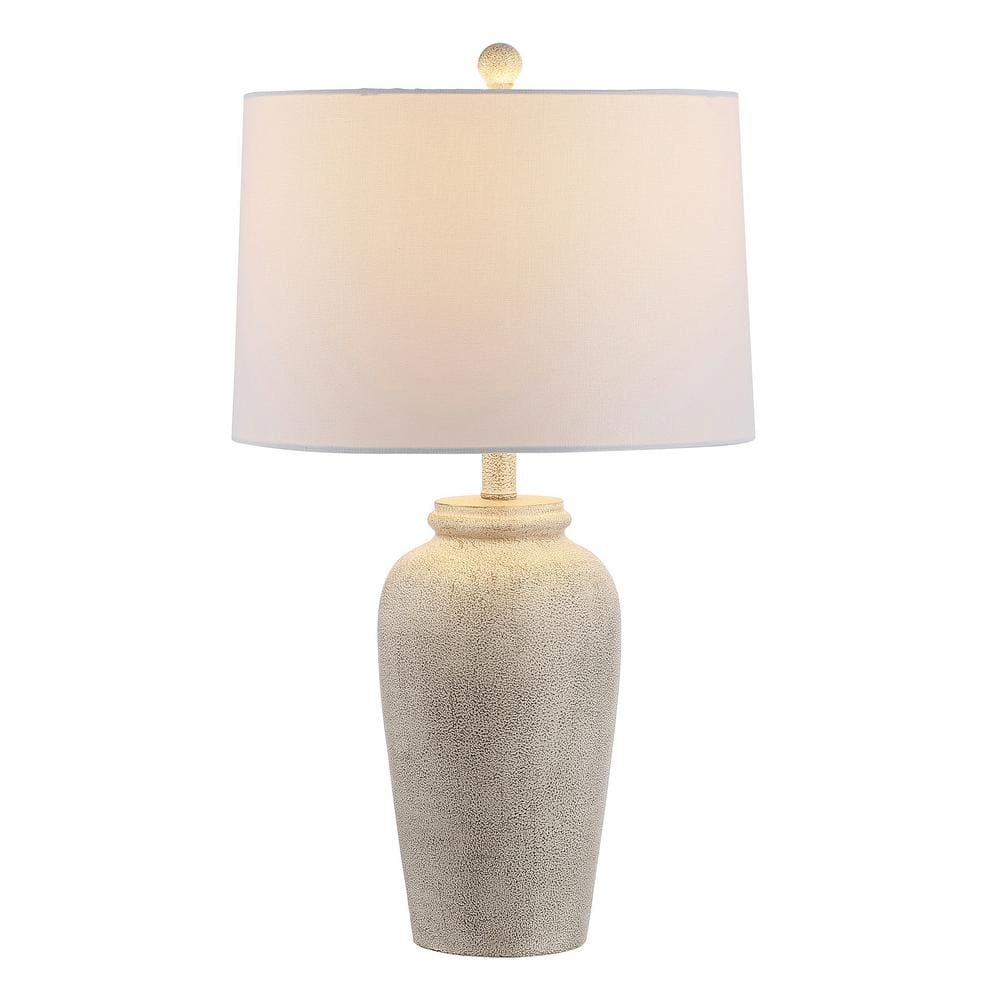 Antique White Textured Ceramic Table Lamp with Drum Shade